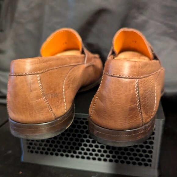 Santoni Brown Pebbled Leather Penny Loafers Men’s Size 11 Made in Italy main image 3